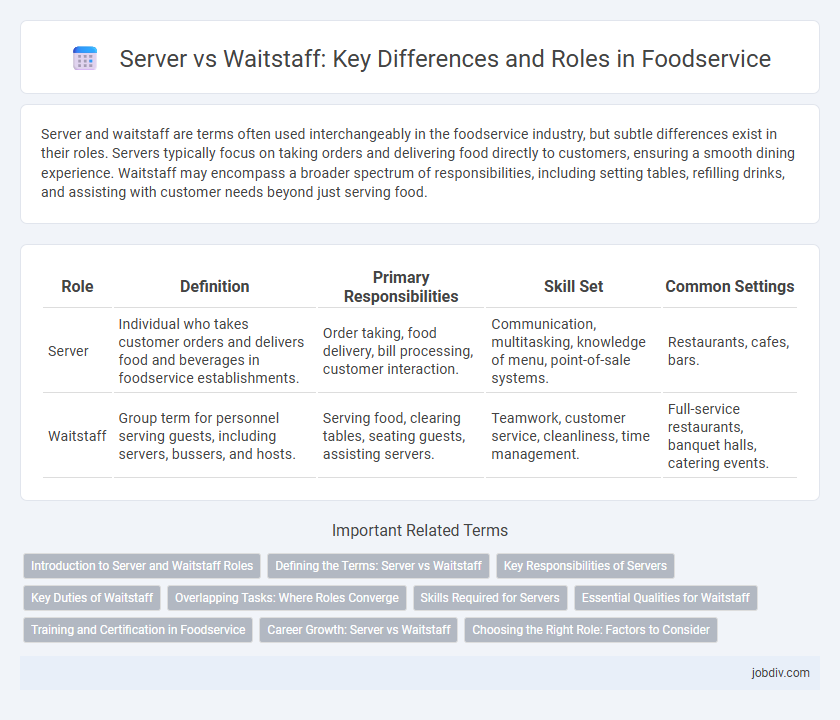Server vs Waitstaff: Key Differences and Roles in Foodservice