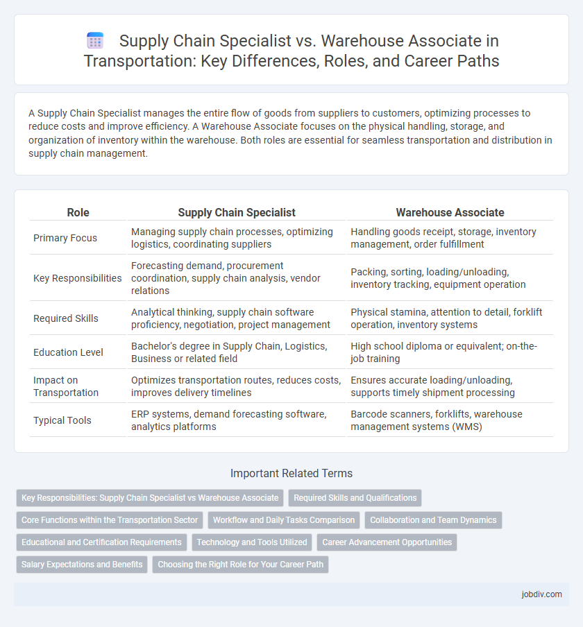 Supply Chain Specialist vs. Warehouse Associate in Transportation: Key Differences, Roles, and Career Paths