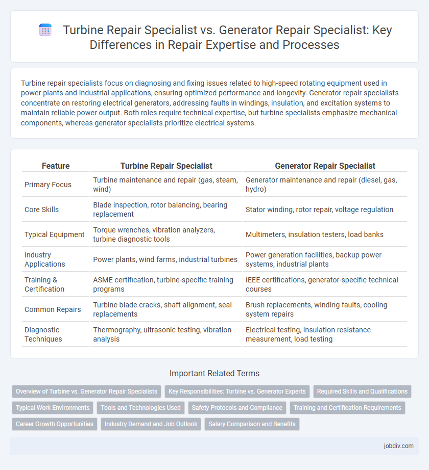 Turbine Repair Specialist vs. Generator Repair Specialist: Key Differences in Repair Expertise and Processes