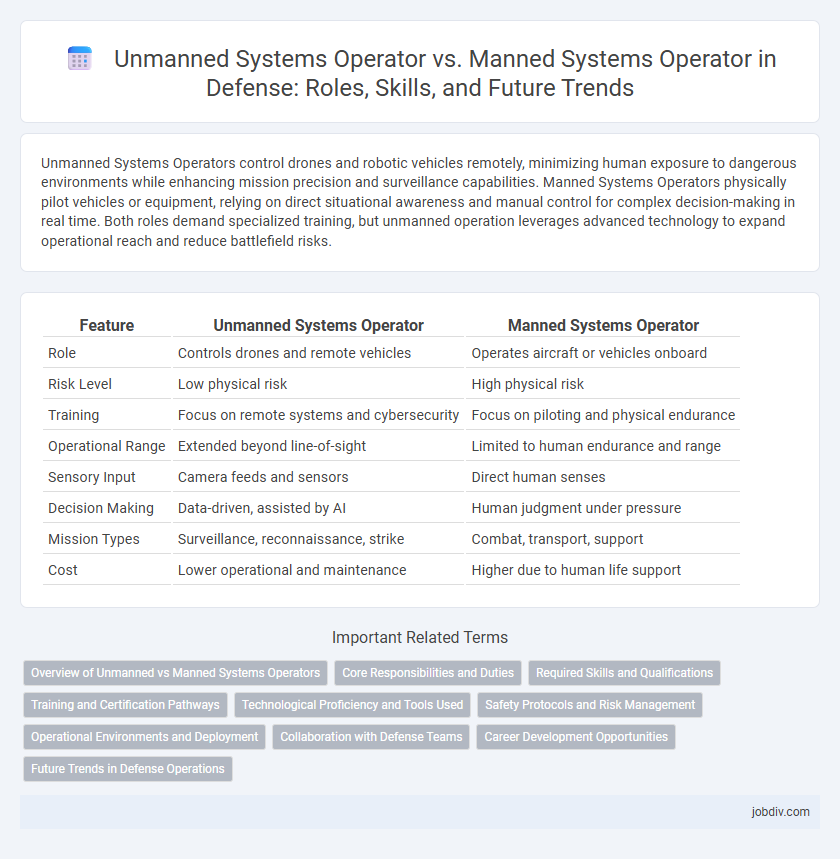 Unmanned Systems Operator vs. Manned Systems Operator in Defense: Roles, Skills, and Future Trends