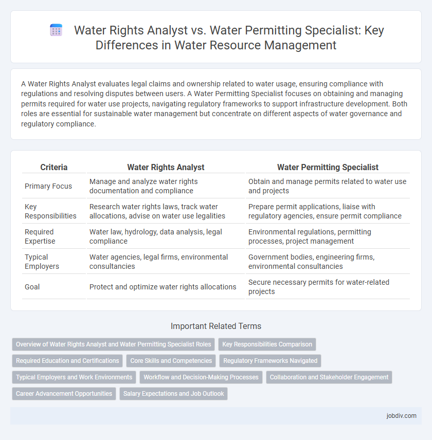 Water Rights Analyst vs. Water Permitting Specialist: Key Differences in Water Resource Management