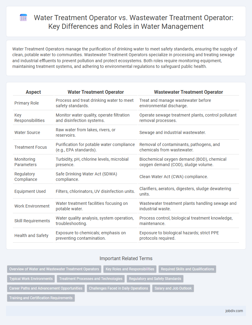 Water Treatment Operator vs. Wastewater Treatment Operator: Key Differences and Roles in Water Management