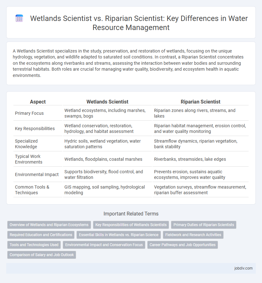 Wetlands Scientist vs. Riparian Scientist: Key Differences in Water Resource Management