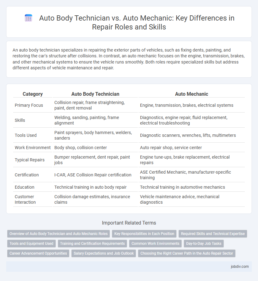 Auto Body Technician vs. Auto Mechanic: Key Differences in Repair Roles and Skills