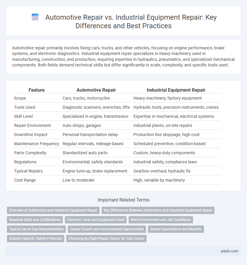 Automotive Repair vs. Industrial Equipment Repair: Key Differences and Best Practices