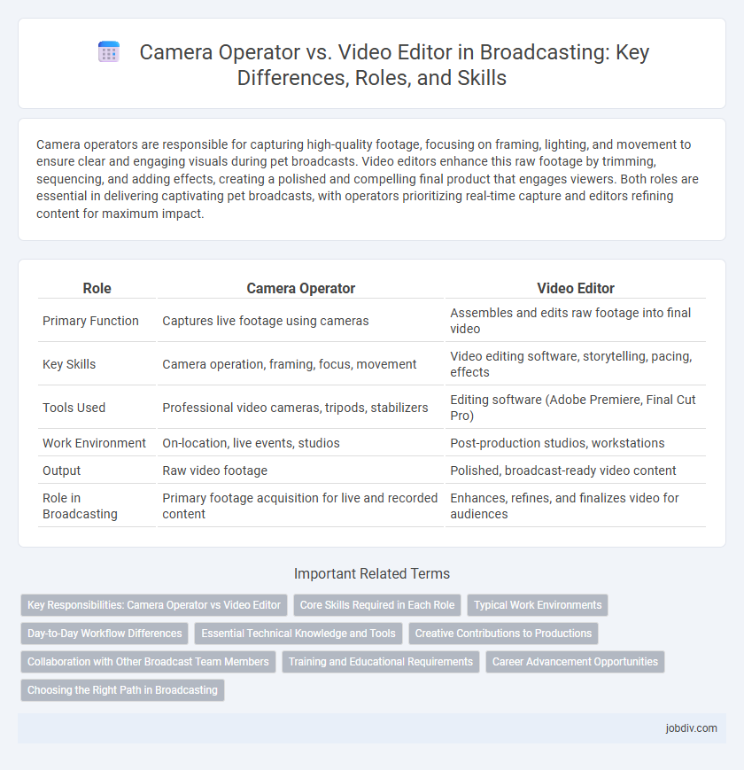 Camera Operator vs. Video Editor in Broadcasting: Key Differences, Roles, and Skills