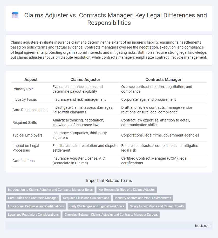 Claims Adjuster vs. Contracts Manager: Key Legal Differences and Responsibilities