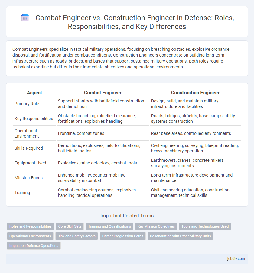 Combat Engineer vs. Construction Engineer in Defense: Roles, Responsibilities, and Key Differences