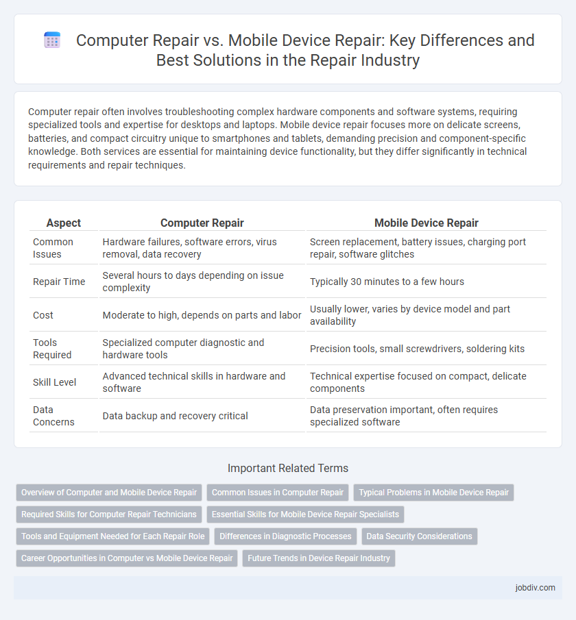 Computer Repair vs. Mobile Device Repair: Key Differences and Best Solutions in the Repair Industry
