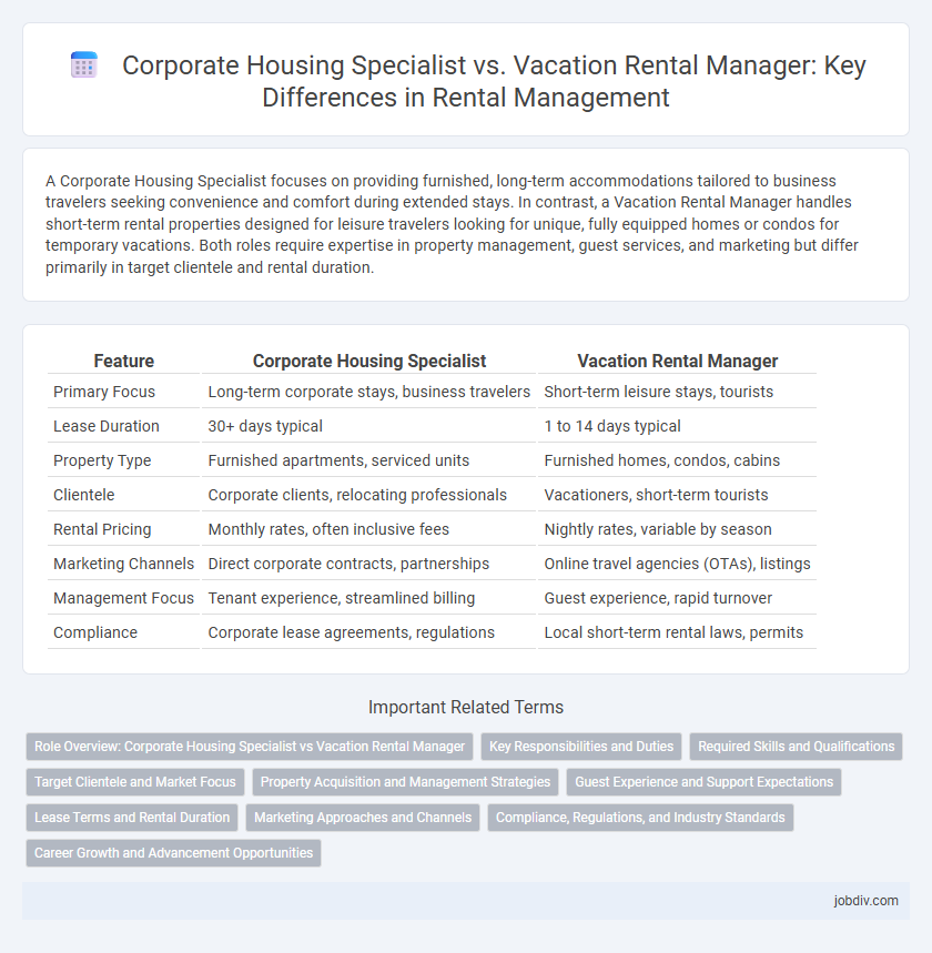 Corporate Housing Specialist vs. Vacation Rental Manager: Key Differences in Rental Management