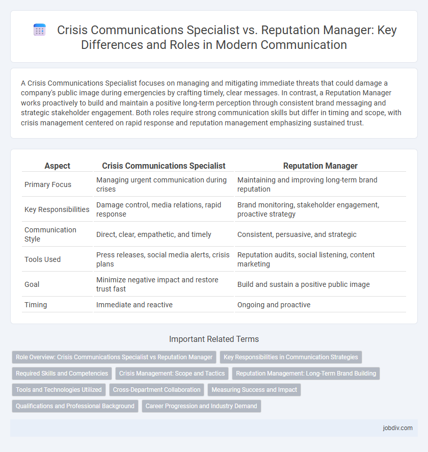 Crisis Communications Specialist vs. Reputation Manager: Key Differences and Roles in Modern Communication