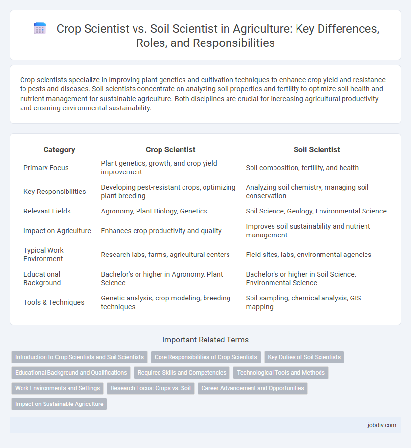 Crop Scientist vs. Soil Scientist in Agriculture: Key Differences, Roles, and Responsibilities