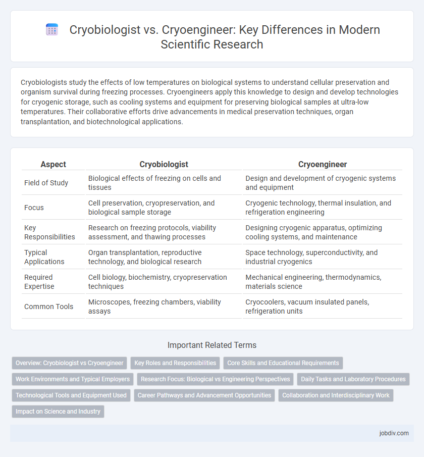 Cryobiologist vs. Cryoengineer: Key Differences in Modern Scientific Research