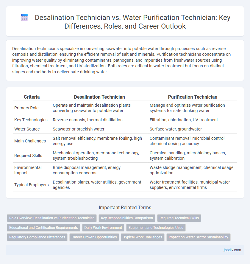 Desalination Technician vs. Water Purification Technician: Key Differences, Roles, and Career Outlook