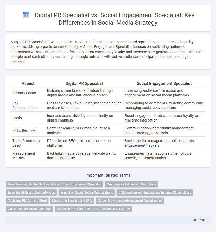 Digital PR Specialist vs. Social Engagement Specialist: Key Differences in Social Media Strategy