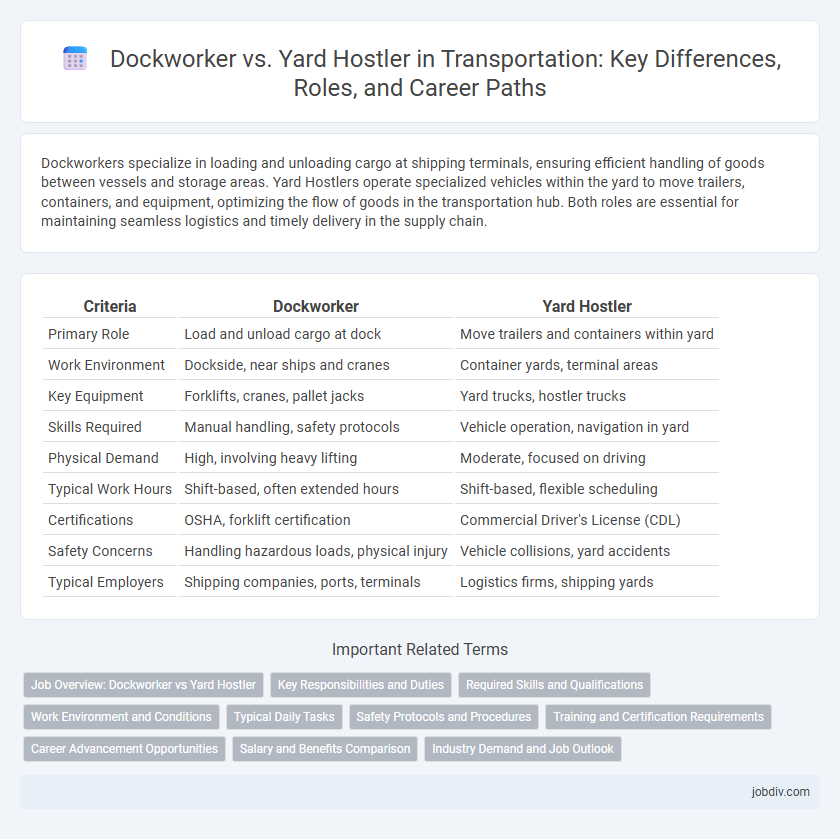 Dockworker vs. Yard Hostler in Transportation: Key Differences, Roles, and Career Paths