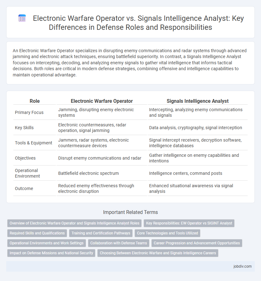 Electronic Warfare Operator vs. Signals Intelligence Analyst: Key Differences in Defense Roles and Responsibilities