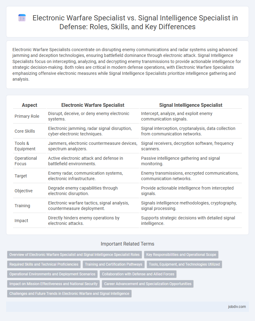 Electronic Warfare Specialist vs. Signal Intelligence Specialist in Defense: Roles, Skills, and Key Differences