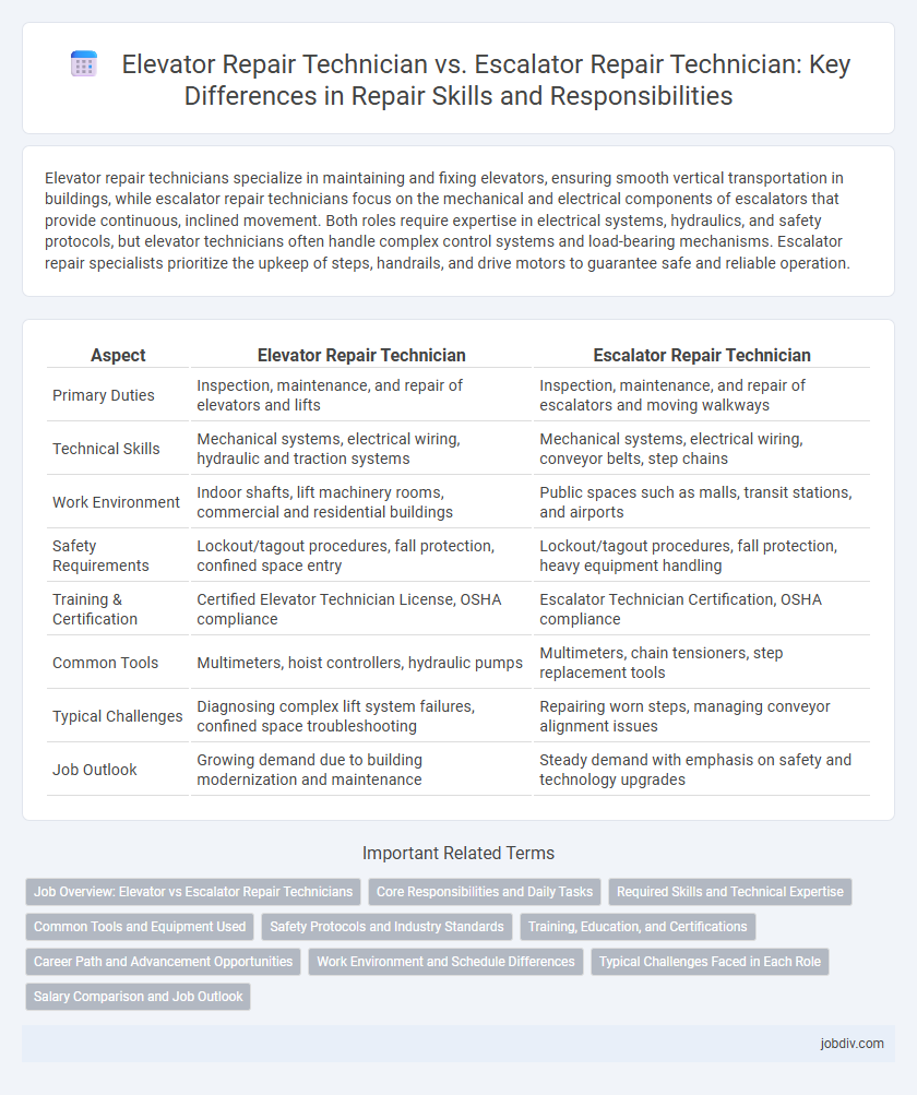 Elevator Repair Technician vs. Escalator Repair Technician: Key Differences in Repair Skills and Responsibilities