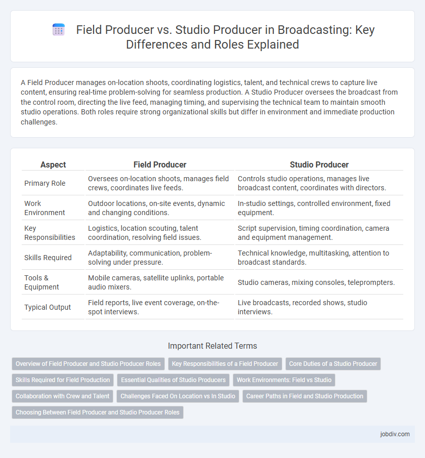 Field Producer vs. Studio Producer in Broadcasting: Key Differences and Roles Explained