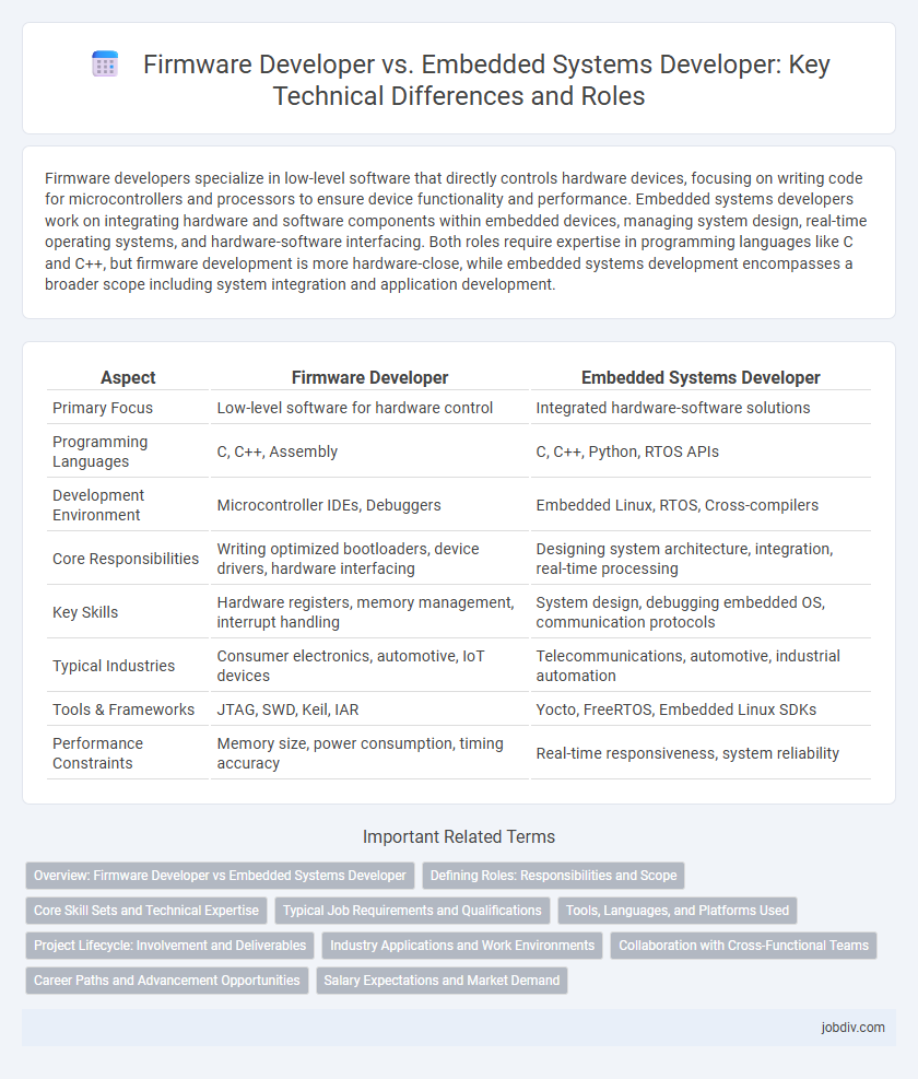 Firmware Developer vs. Embedded Systems Developer: Key Technical Differences and Roles