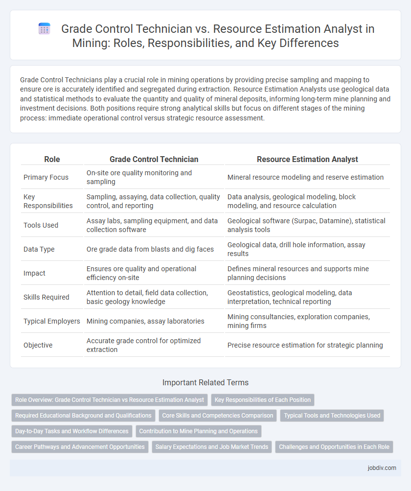 Grade Control Technician vs. Resource Estimation Analyst in Mining: Roles, Responsibilities, and Key Differences