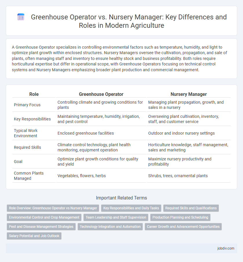 Greenhouse Operator vs. Nursery Manager: Key Differences and Roles in Modern Agriculture