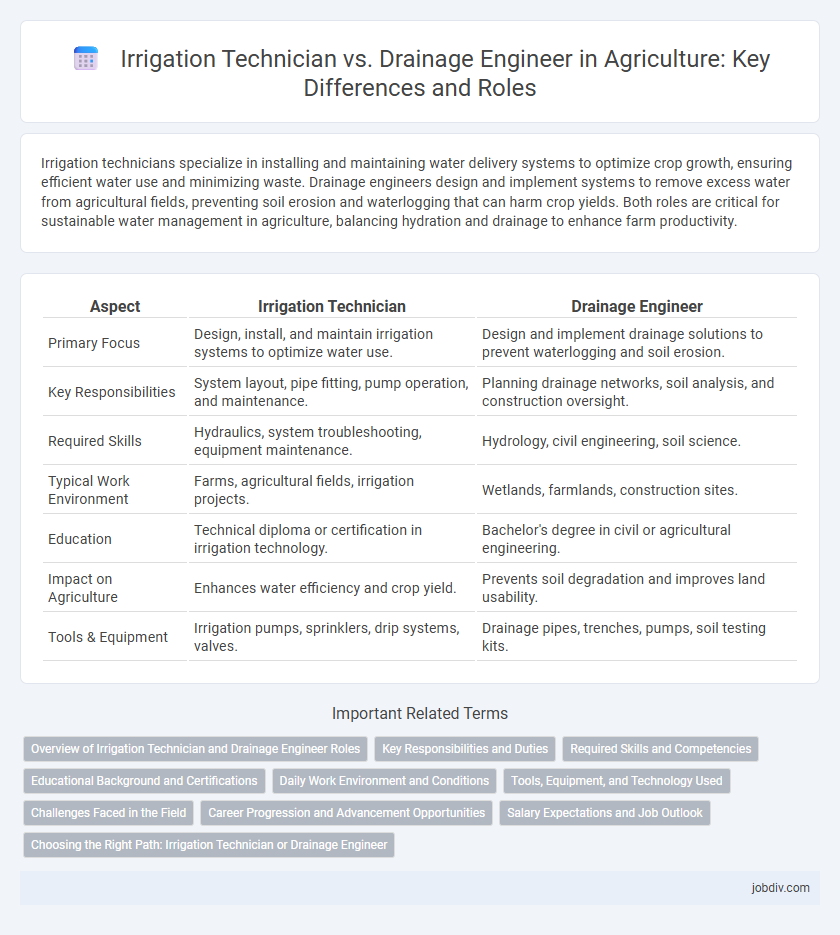 Irrigation Technician vs. Drainage Engineer in Agriculture: Key Differences and Roles