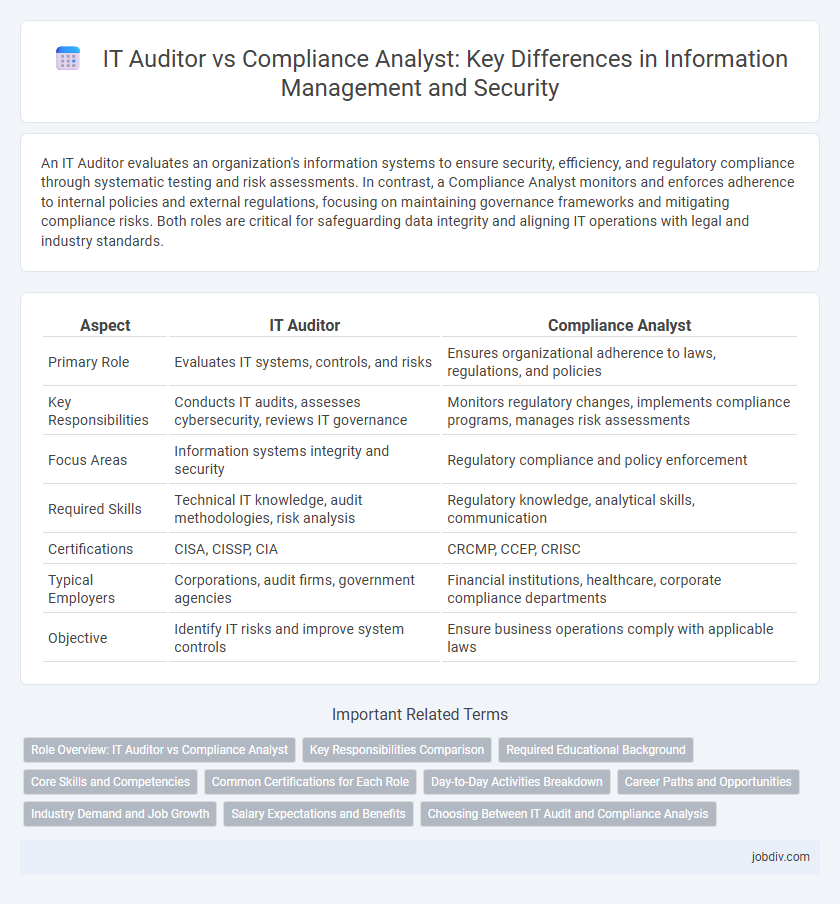 IT Auditor vs Compliance Analyst: Key Differences in Information Management and Security
