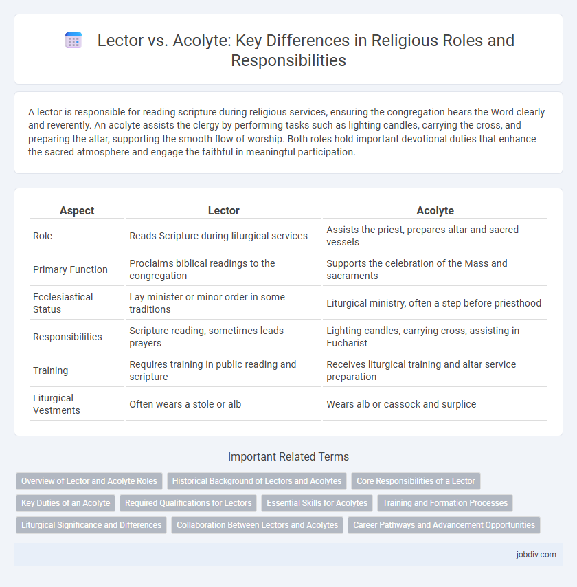 Lector vs. Acolyte: Key Differences in Religious Roles and Responsibilities