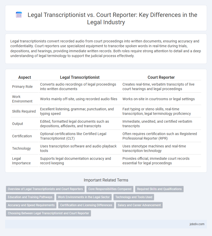 Legal Transcriptionist vs. Court Reporter: Key Differences in the Legal Industry