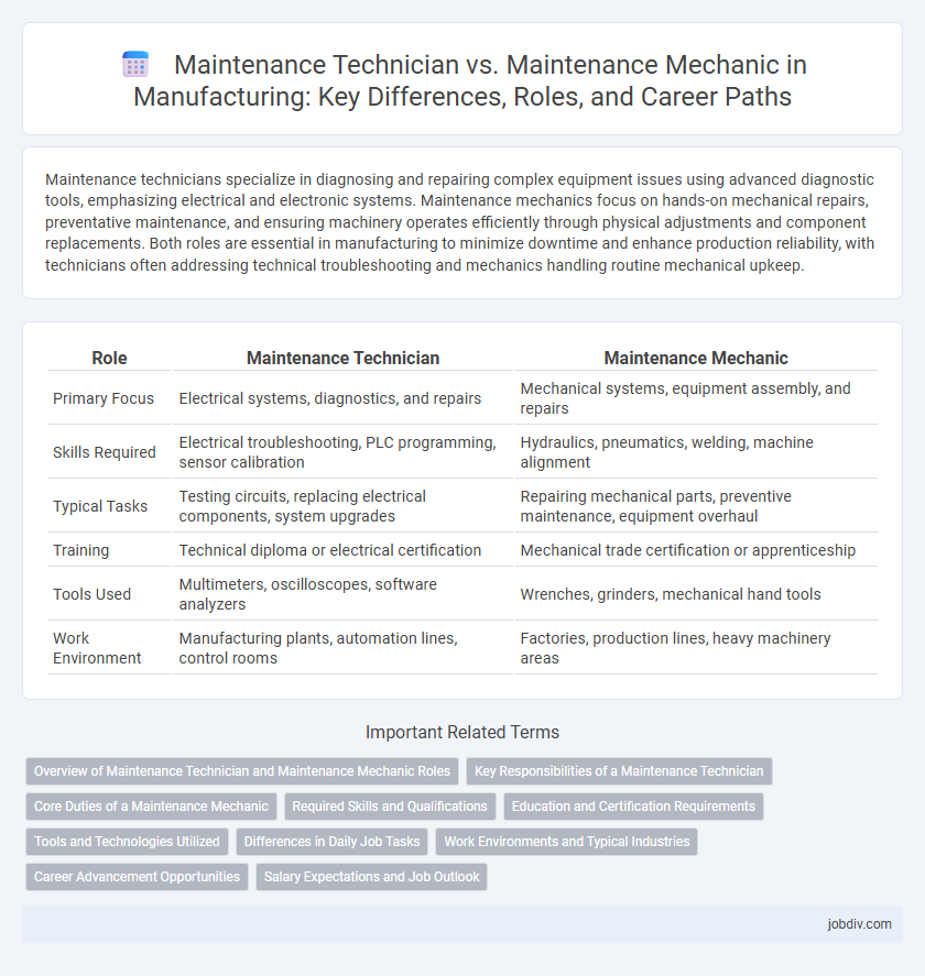 Maintenance Technician vs. Maintenance Mechanic in Manufacturing: Key Differences, Roles, and Career Paths