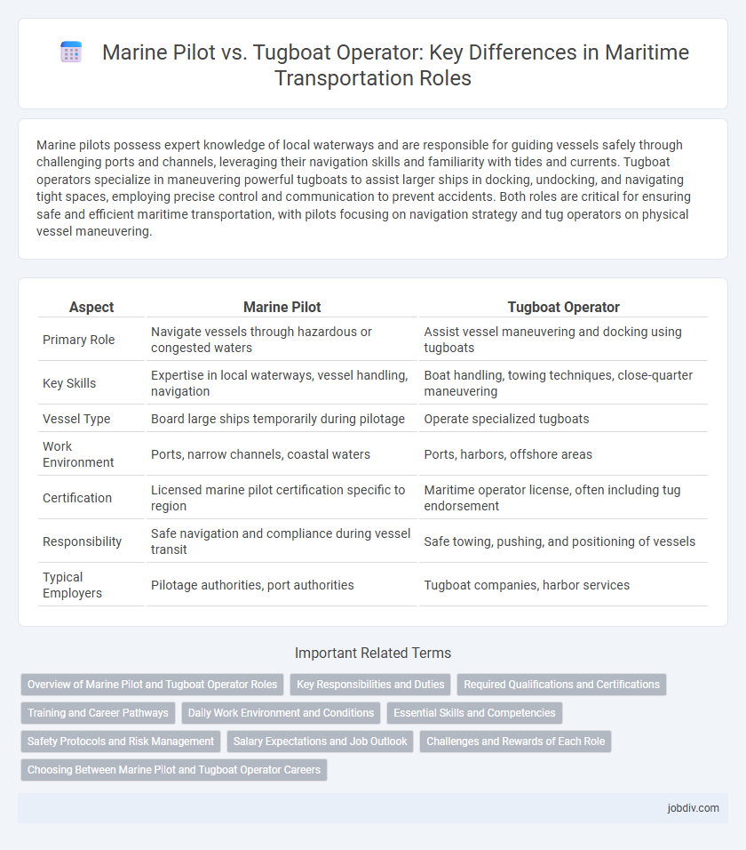 Marine Pilot vs. Tugboat Operator: Key Differences in Maritime Transportation Roles