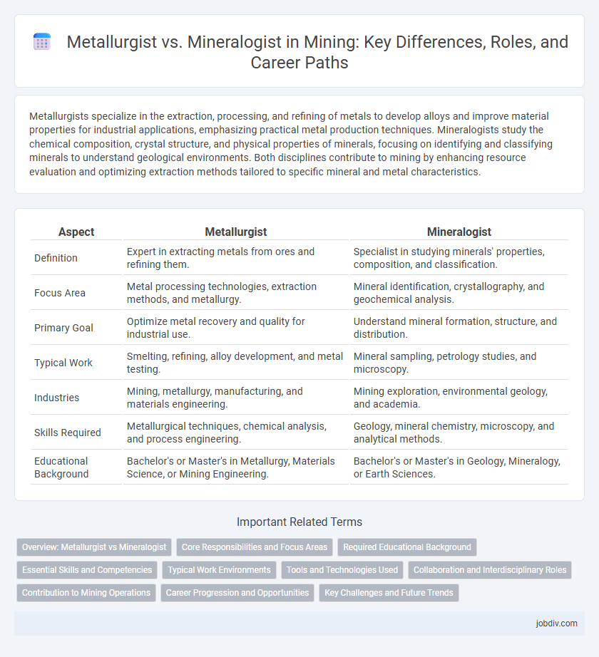 Metallurgist vs. Mineralogist in Mining: Key Differences, Roles, and Career Paths