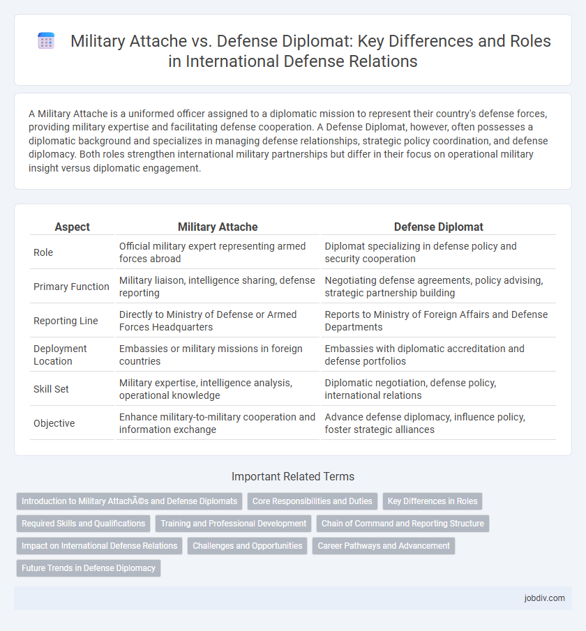 Military Attache vs. Defense Diplomat: Key Differences and Roles in International Defense Relations