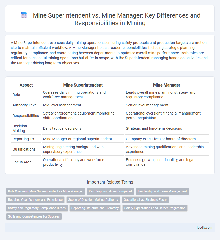 Mine Superintendent vs. Mine Manager: Key Differences and Responsibilities in Mining
