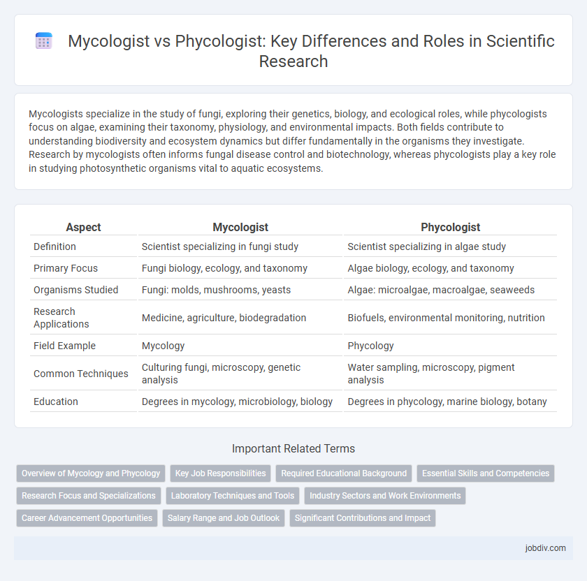 Mycologist vs Phycologist: Key Differences and Roles in Scientific Research