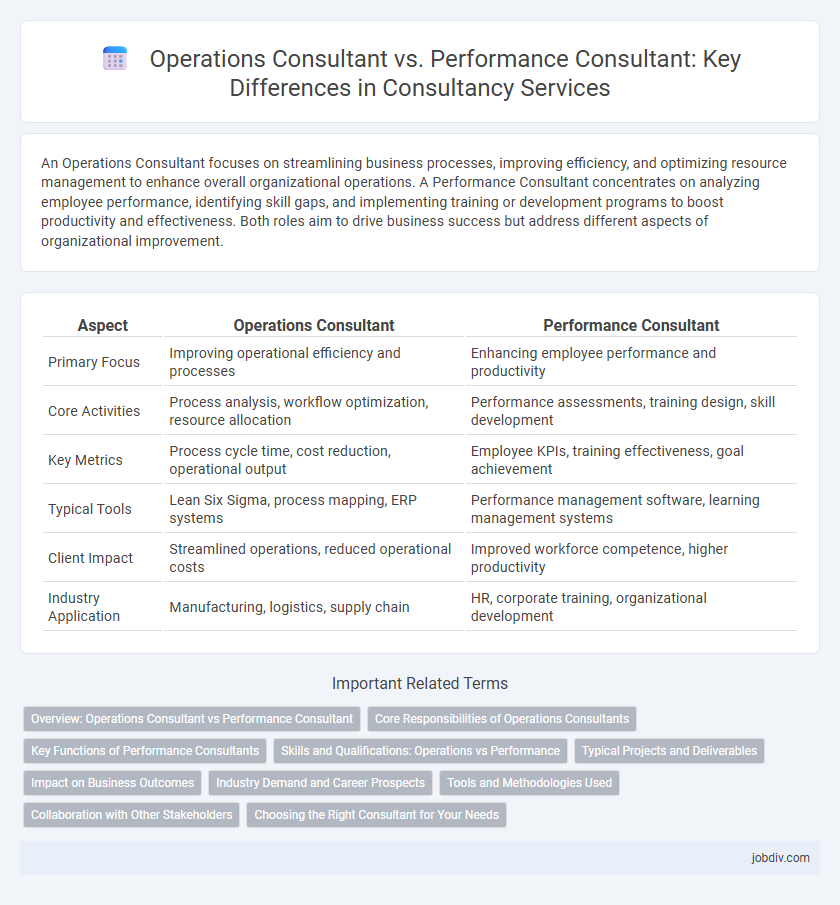 Operations Consultant vs. Performance Consultant: Key Differences in Consultancy Services
