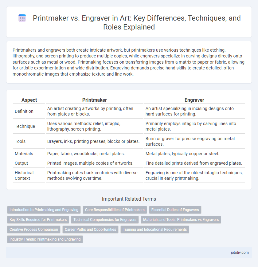 Printmaker vs. Engraver in Art: Key Differences, Techniques, and Roles Explained