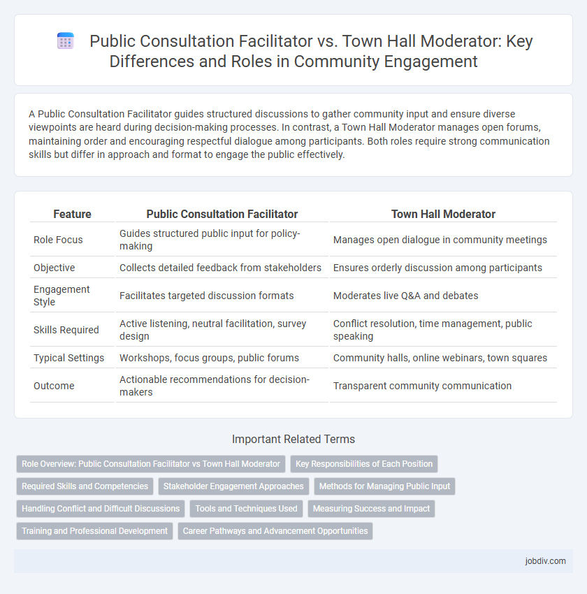 Public Consultation Facilitator vs. Town Hall Moderator: Key Differences and Roles in Community Engagement