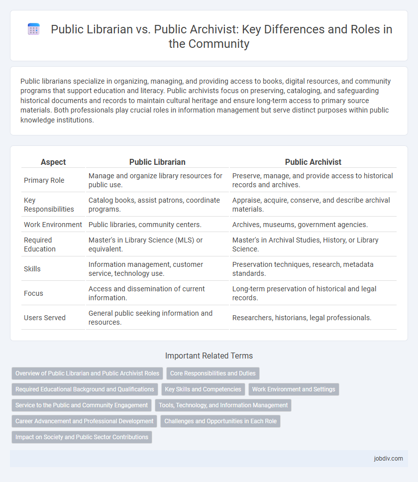 Public Librarian vs. Public Archivist: Key Differences and Roles in the Community