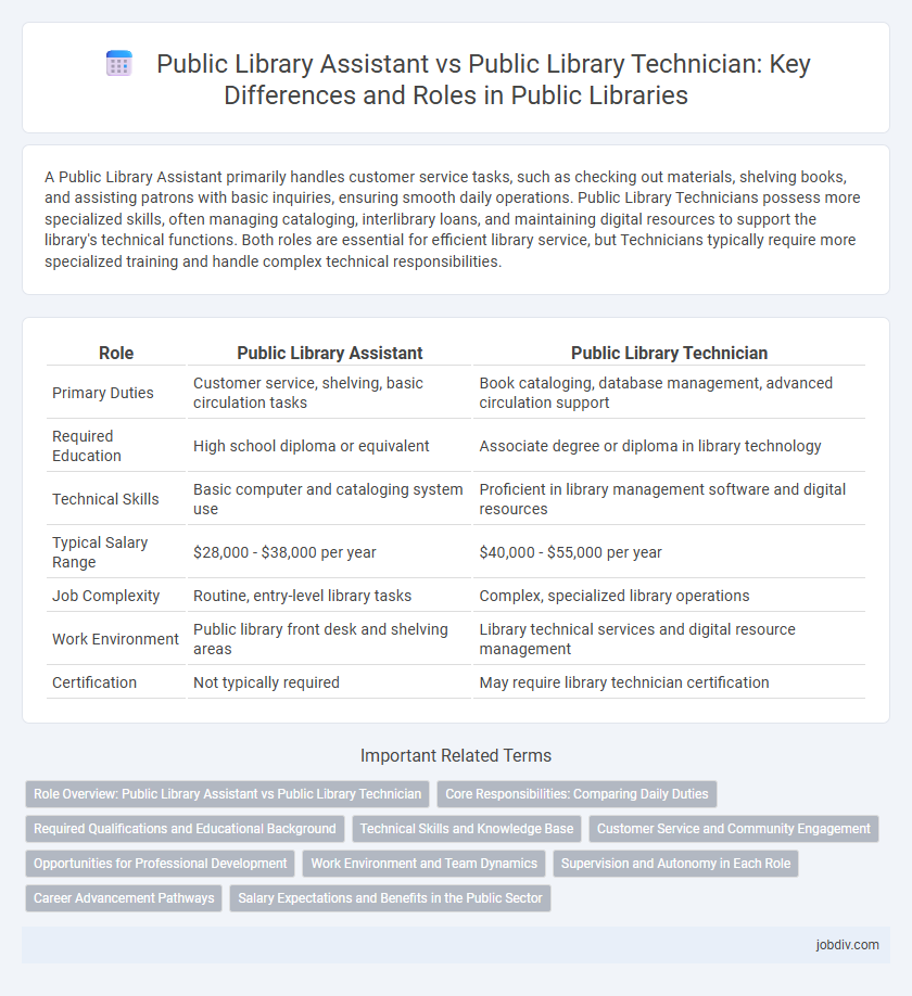 Public Library Assistant vs Public Library Technician: Key Differences and Roles in Public Libraries