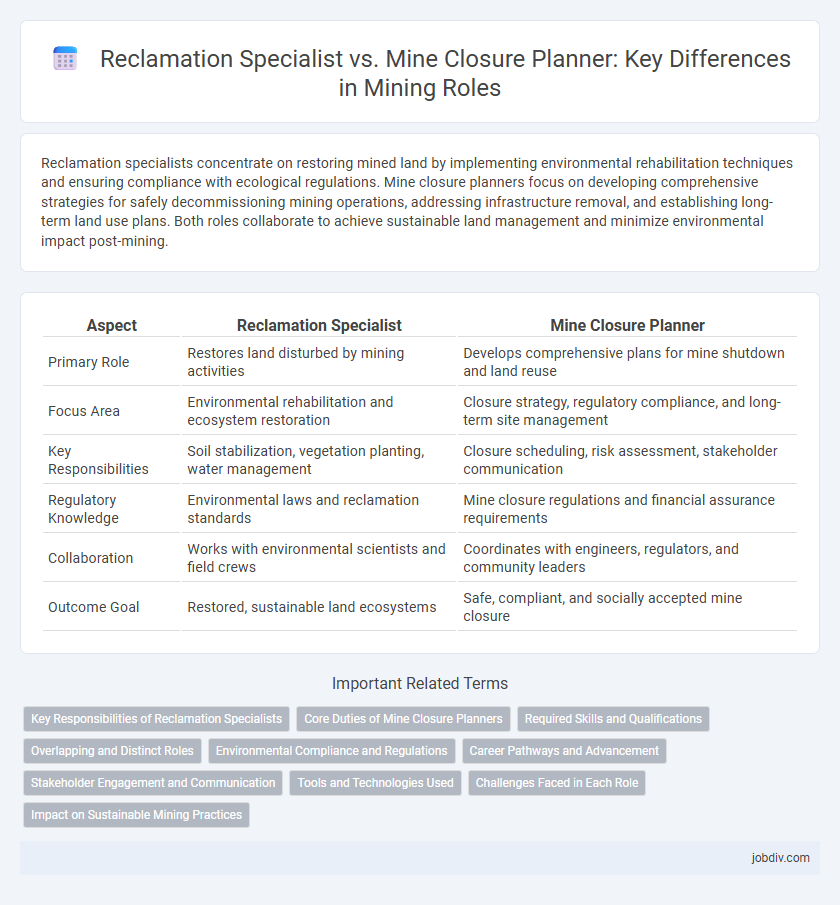 Reclamation Specialist vs. Mine Closure Planner: Key Differences in Mining Roles