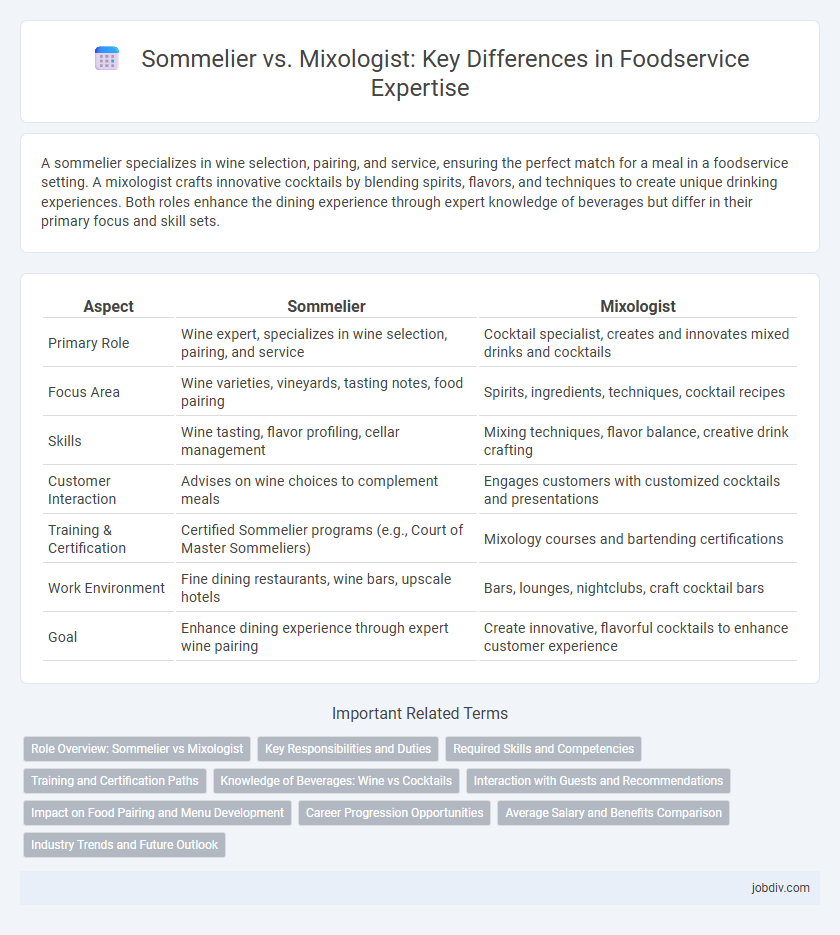 Sommelier vs. Mixologist: Key Differences in Foodservice Expertise