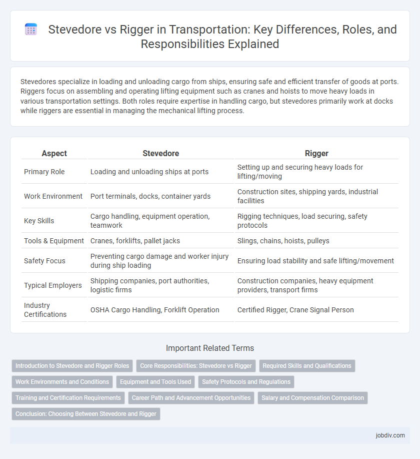 Stevedore vs Rigger in Transportation: Key Differences, Roles, and Responsibilities Explained