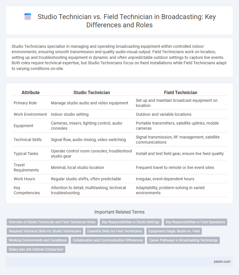 Studio Technician vs. Field Technician in Broadcasting: Key Differences and Roles