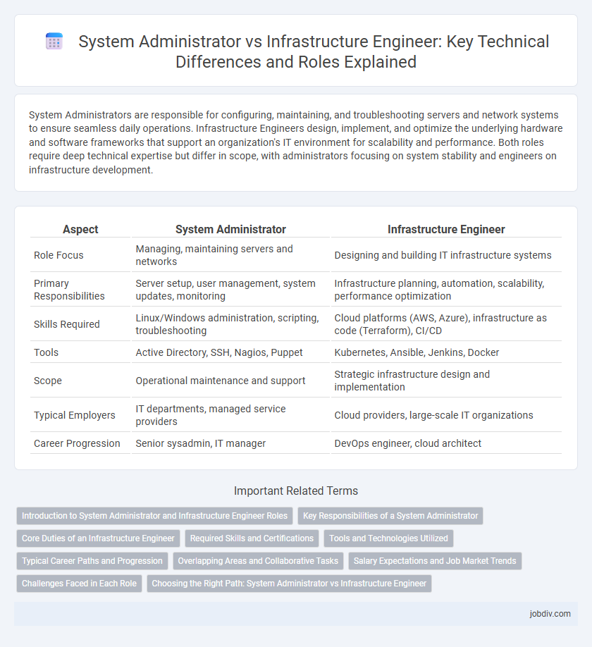 System Administrator vs Infrastructure Engineer: Key Technical Differences and Roles Explained