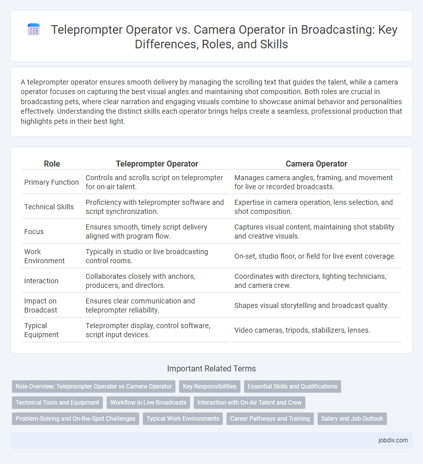 Teleprompter Operator vs. Camera Operator in Broadcasting: Key Differences, Roles, and Skills