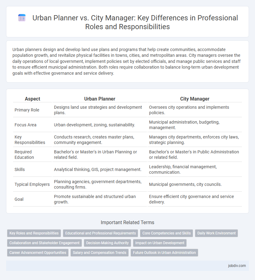 Urban Planner vs. City Manager: Key Differences in Professional Roles and Responsibilities