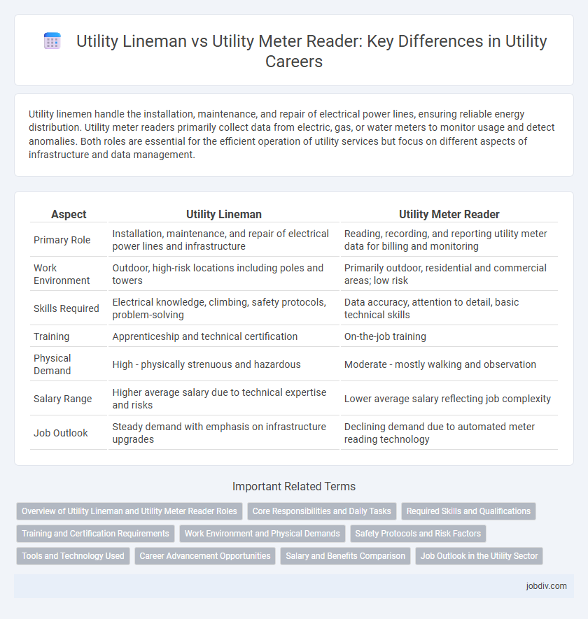 Utility Lineman vs Utility Meter Reader: Key Differences in Utility Careers